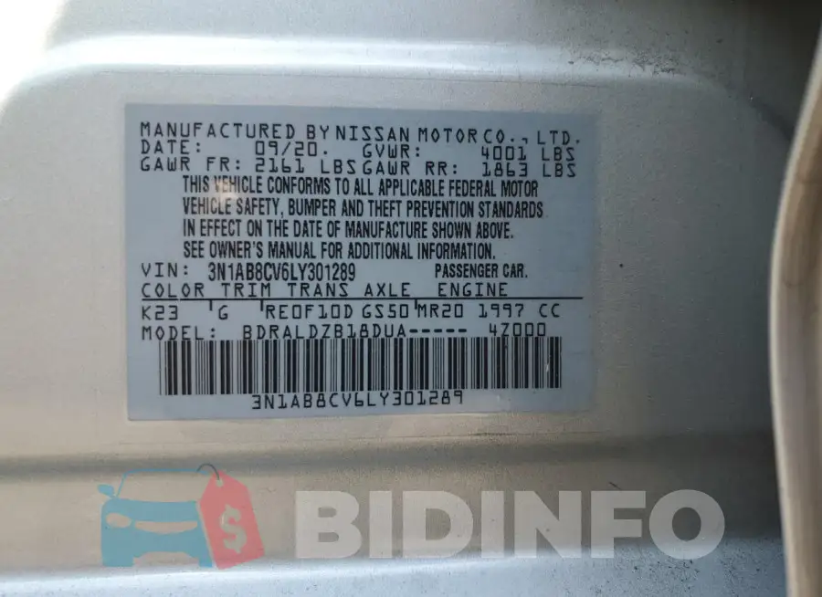 3N1AB8CV6LY301289 Photo# 12