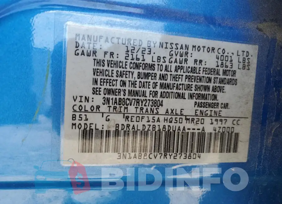 3N1AB8CV7RY273804 Photo# 12