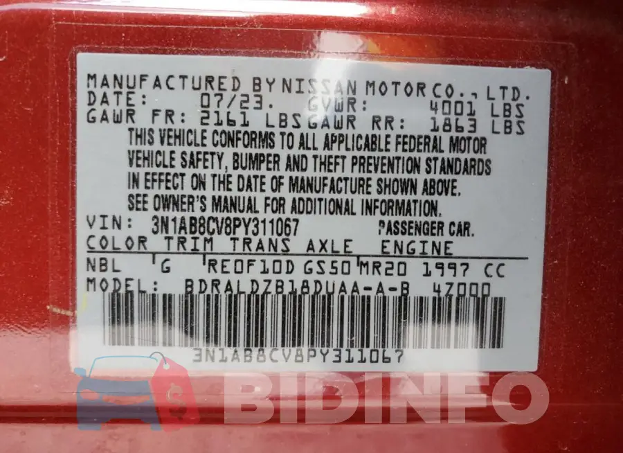 3N1AB8CV8PY311067 Photo# 13
