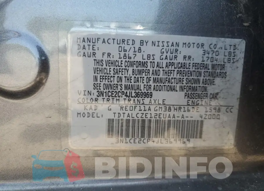 3N1CE2CP4JL369969 Photo# 12