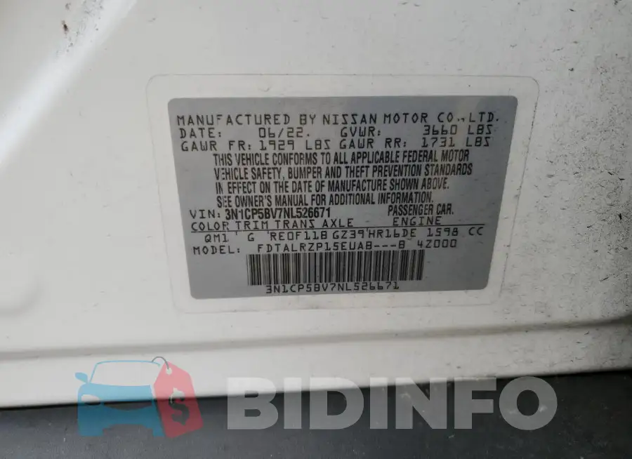 3N1CP5BV7NL526671 Photo# 13