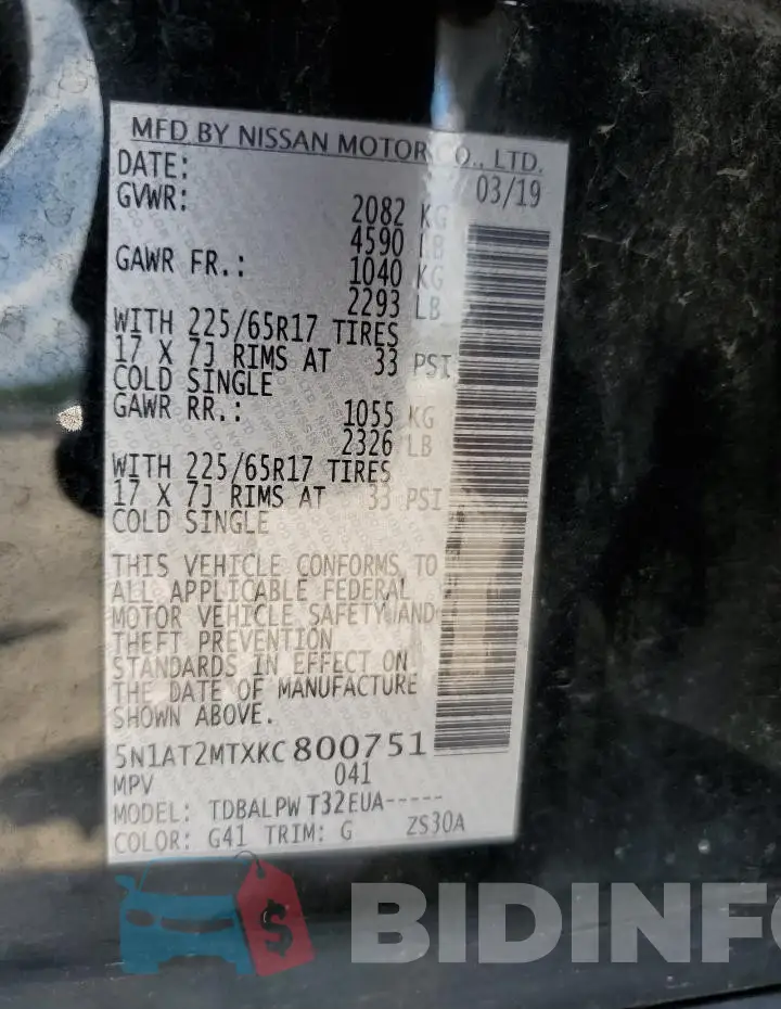 5N1AT2MTXKC800751 Photo# 12