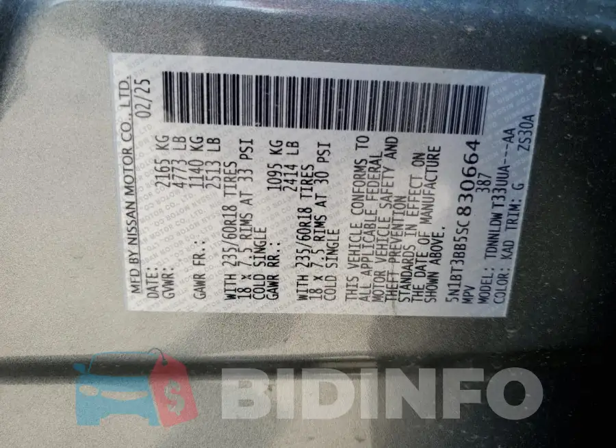 5N1BT3BB5SC830664 Photo# 13