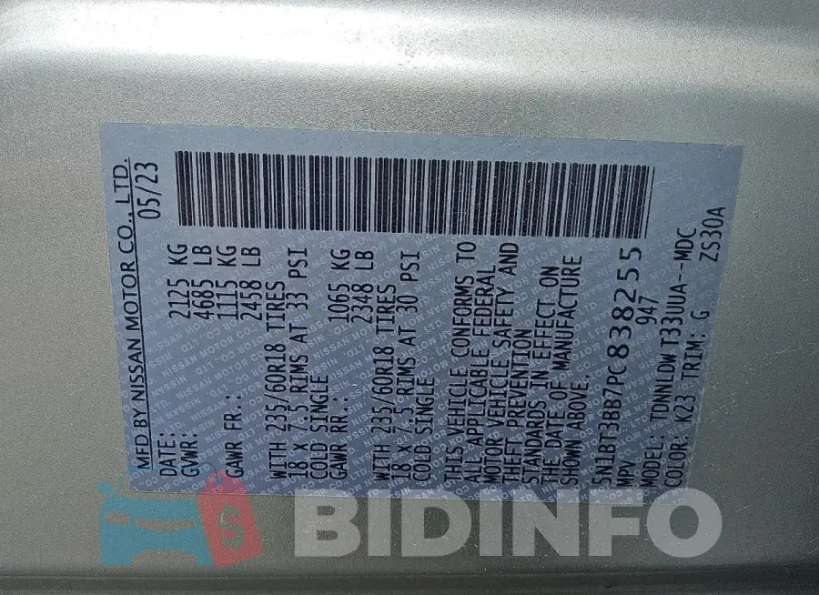 5N1BT3BB7PC838255 Photo# 13