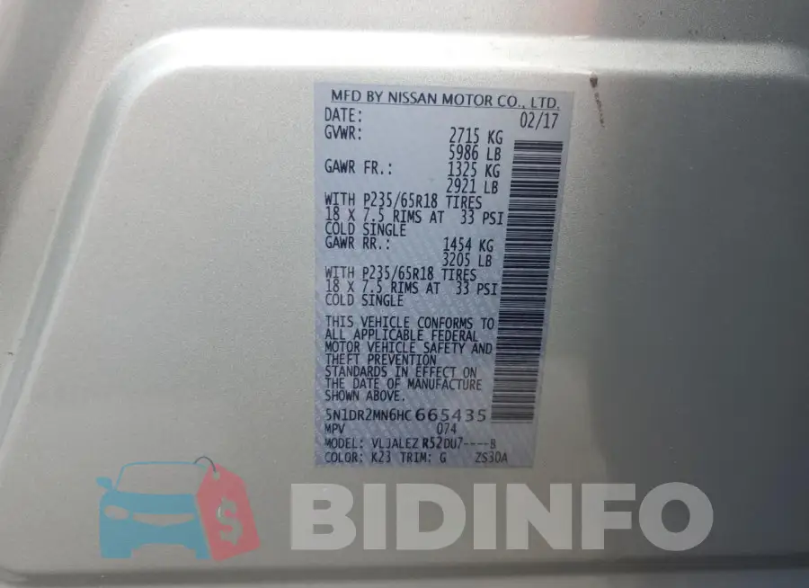 5N1DR2MN6HC665435 Photo# 13