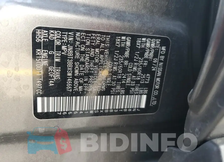 JN8BT3BBXSW146667 Photo# 13