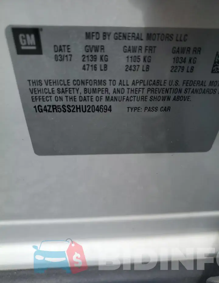 1G4ZR5SS2HU204694 Photo# 12