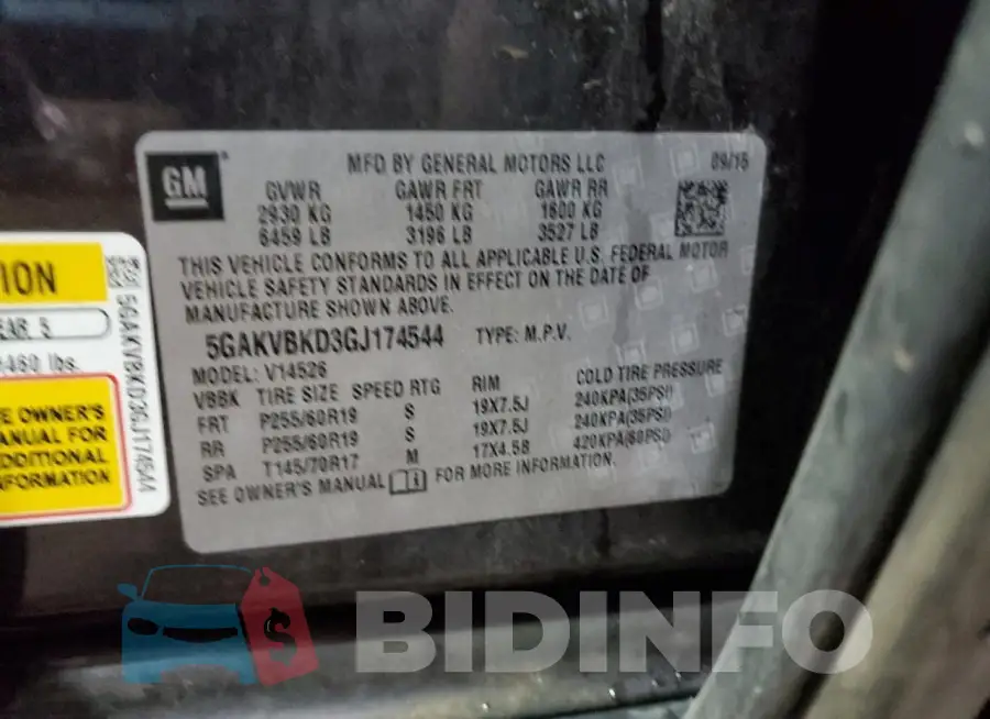 5GAKVBKD3GJ174544 Photo# 13