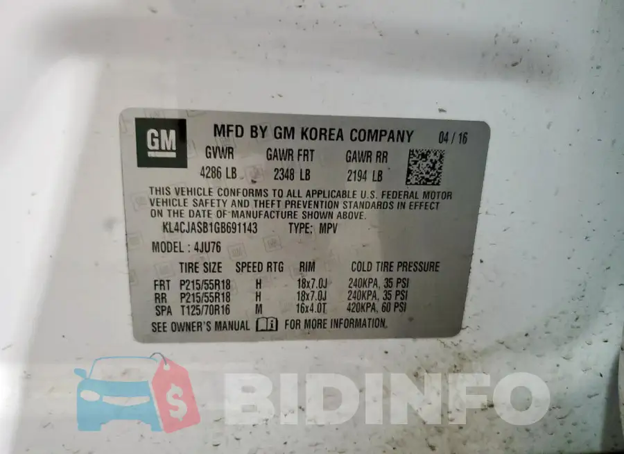 KL4CJASB1GB691143 Photo# 12