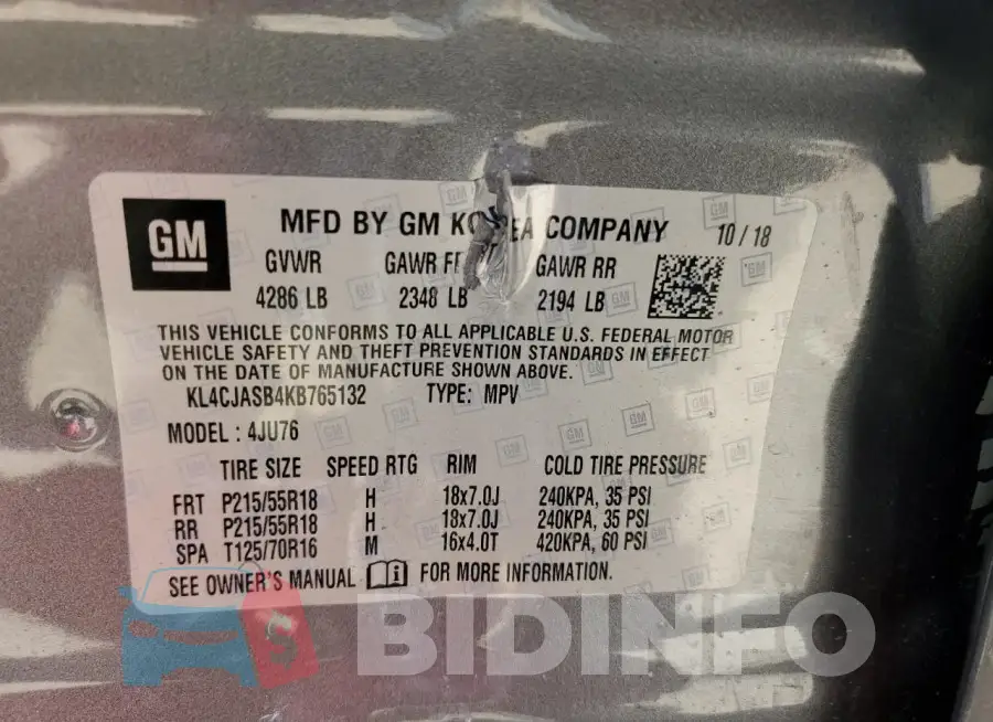 KL4CJASB4KB765132 Photo# 12
