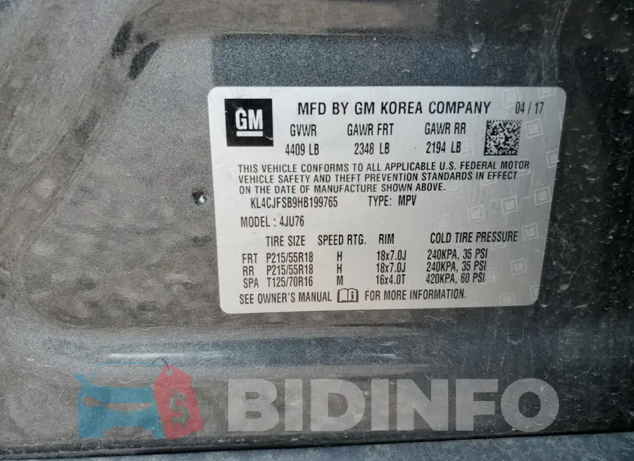 KL4CJFSB9HB199765 Photo# 13