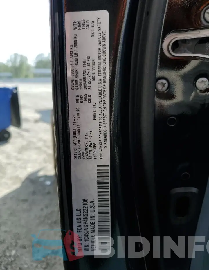 1C4SJVGP4NS222106 Photo# 14