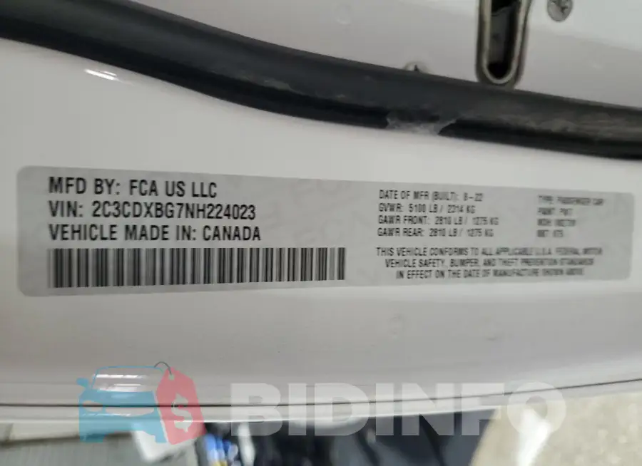 2C3CDXBG7NH224023 Photo# 12