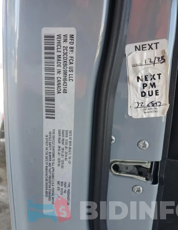 2C3CDXBG9MH643148 Photo# 12