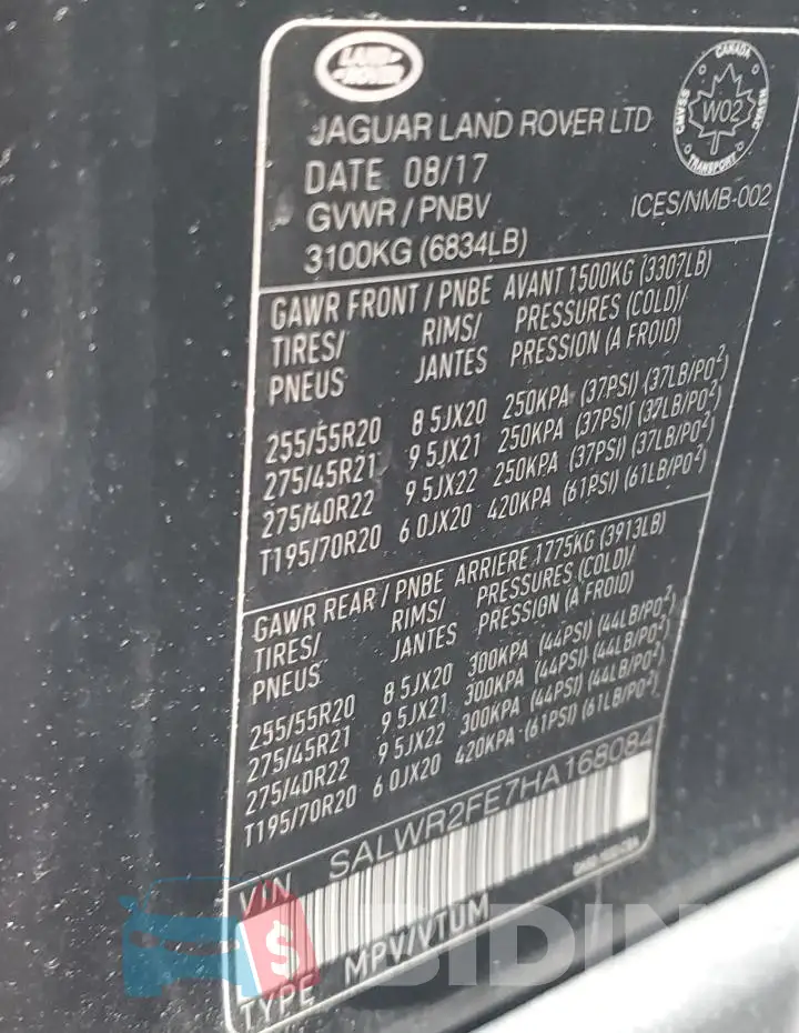 SALWR2FE7HA168084 Photo# 14