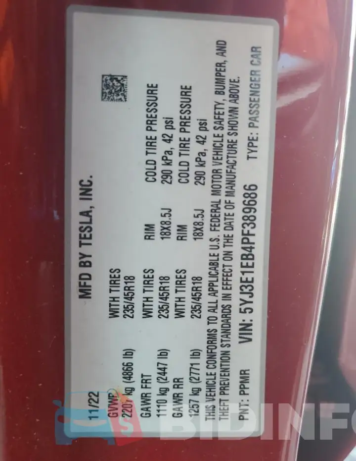 5YJ3E1EB4PF389686 Photo# 12