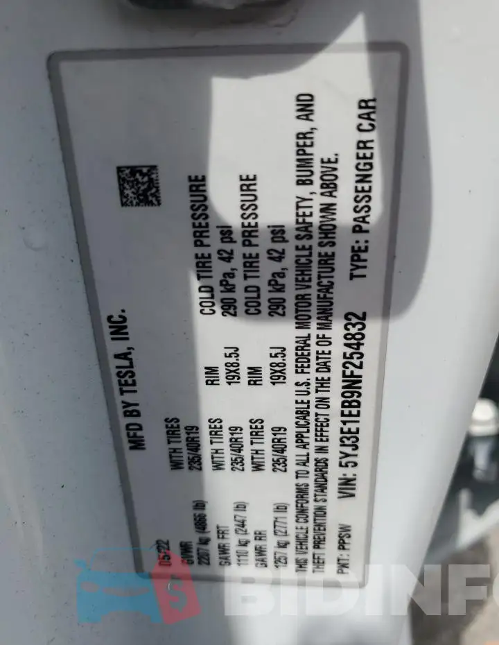 5YJ3E1EB9NF254832 Photo# 12