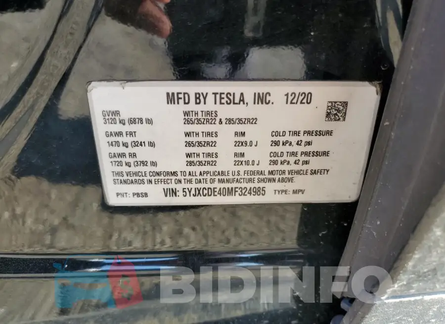 5YJXCDE40MF324985 Photo# 14