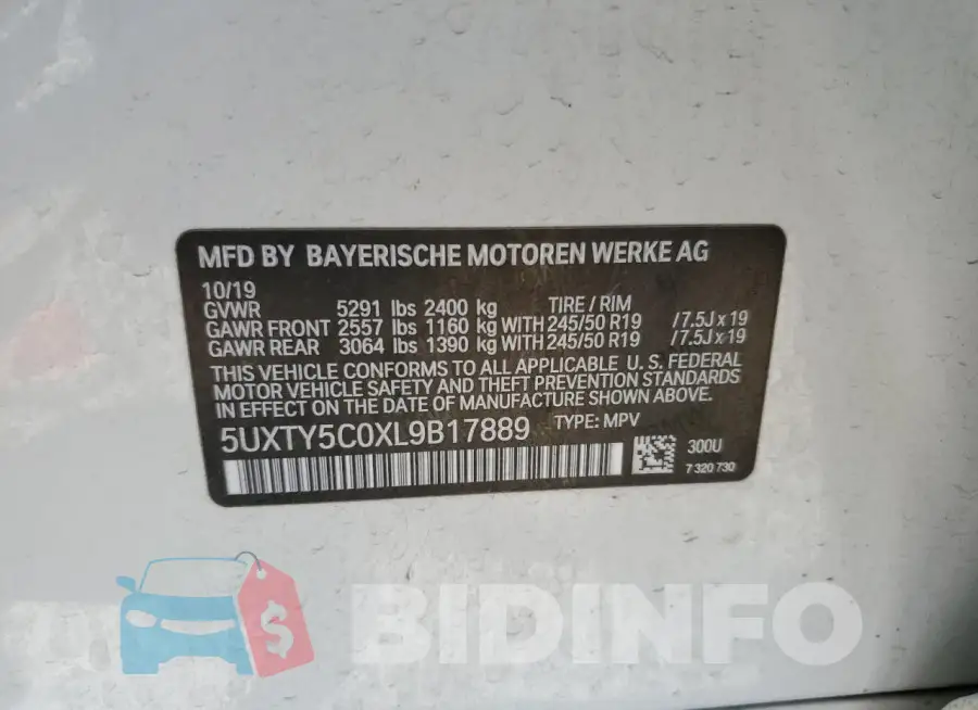 5UXTY5C0XL9B17889 Photo# 14