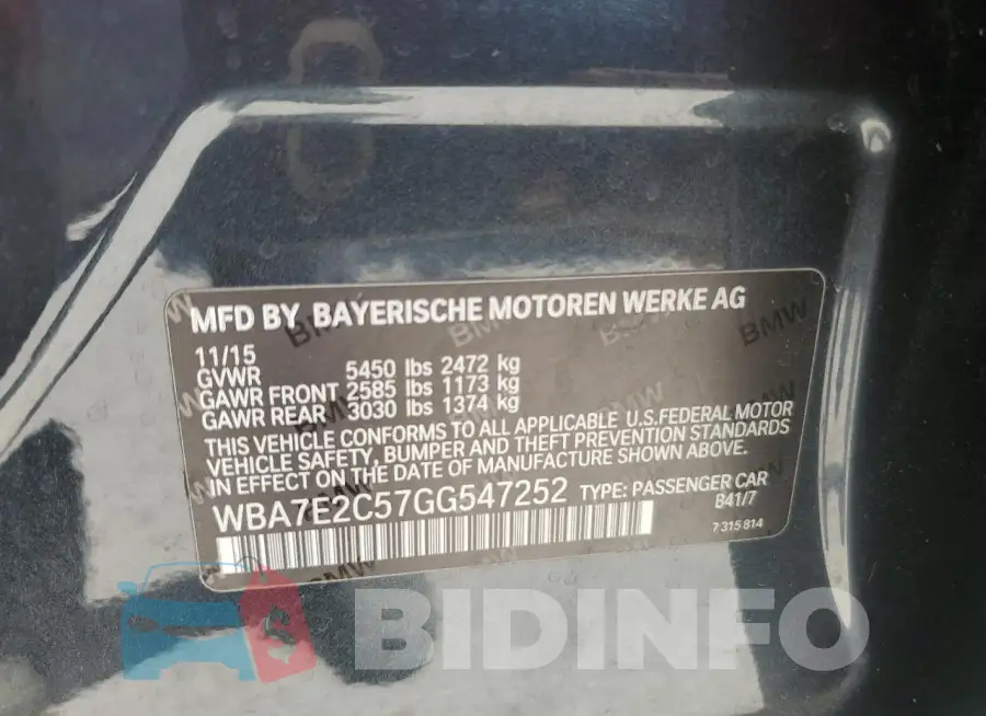 WBA7E2C57GG547252 Photo# 13