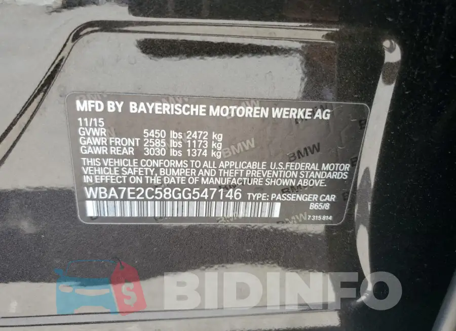 WBA7E2C58GG547146 Photo# 12