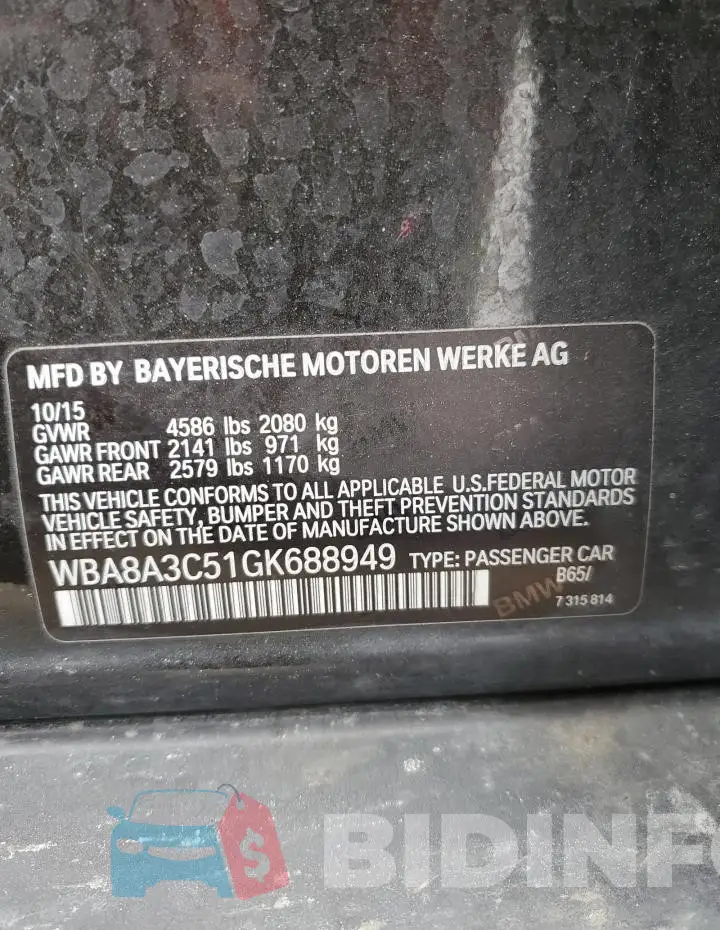 WBA8A3C51GK688949 Photo# 12