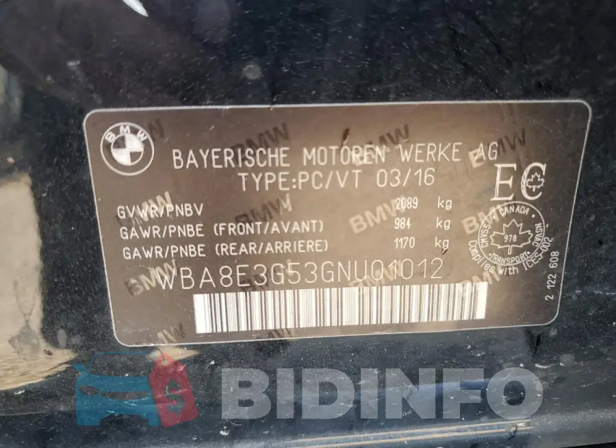 WBA8E3G53GNU01012 Photo# 12