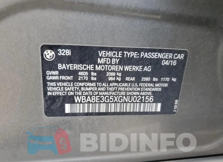 WBA8E3G5XGNU02156 Photo# 12