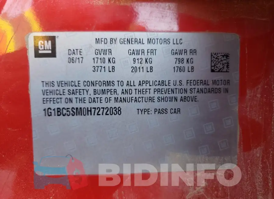 1G1BC5SM0H7272038 Photo# 13