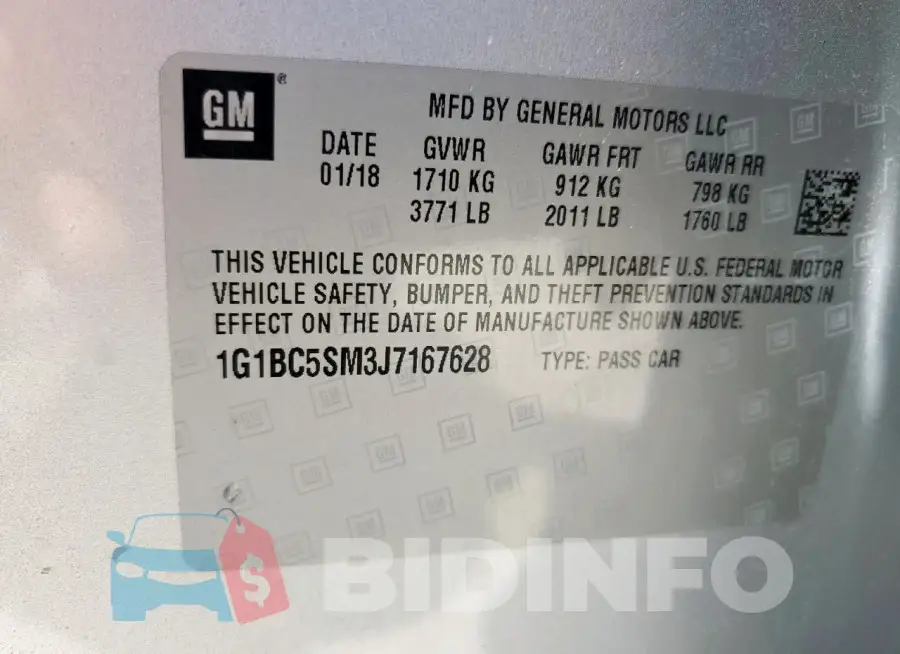 1G1BC5SM3J7167628 Photo# 13