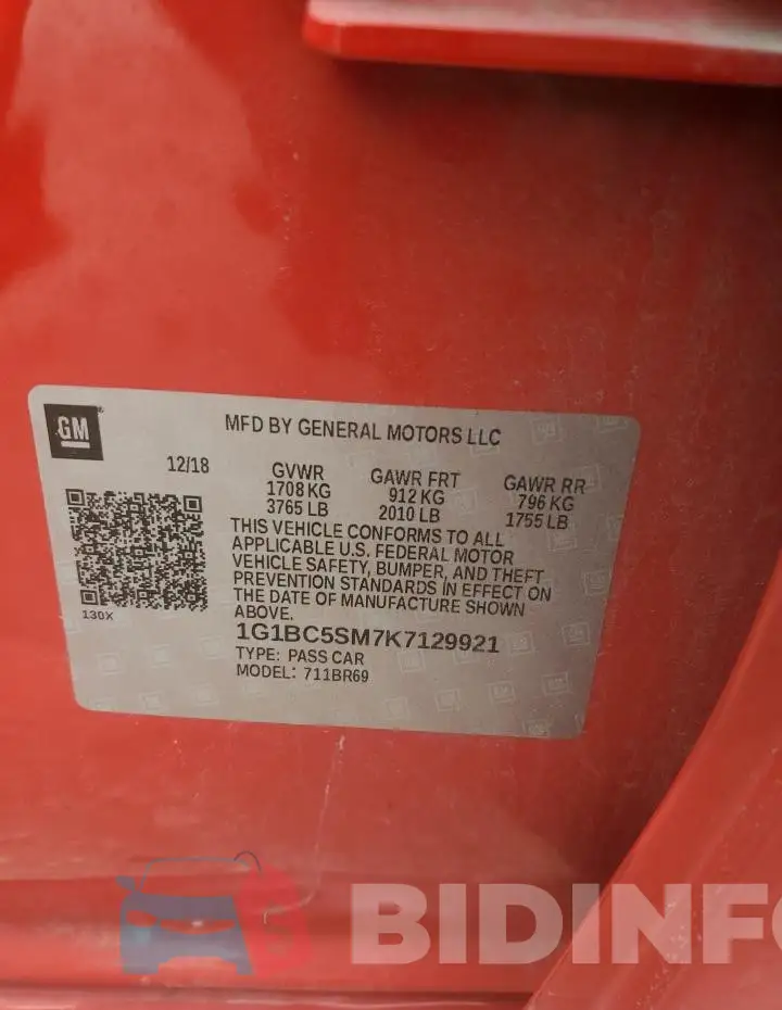 1G1BC5SM7K7129921 Photo# 12