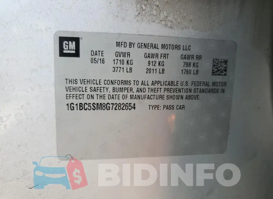 1G1BC5SM8G7282654 Photo# 12