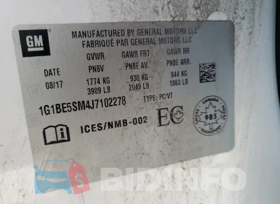 1G1BE5SM4J7102278 Photo# 12