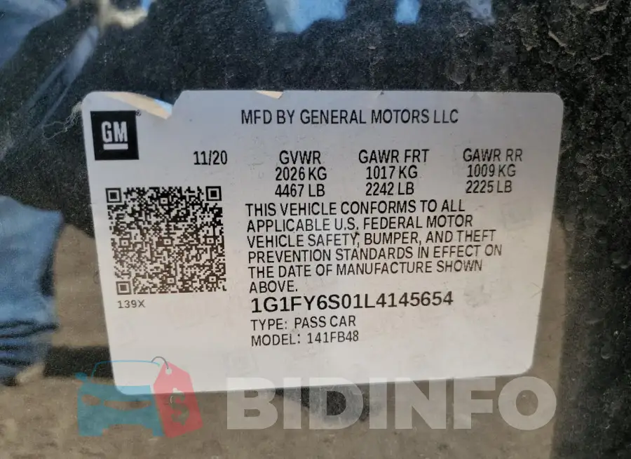 1G1FY6S01L4145654 Photo# 14