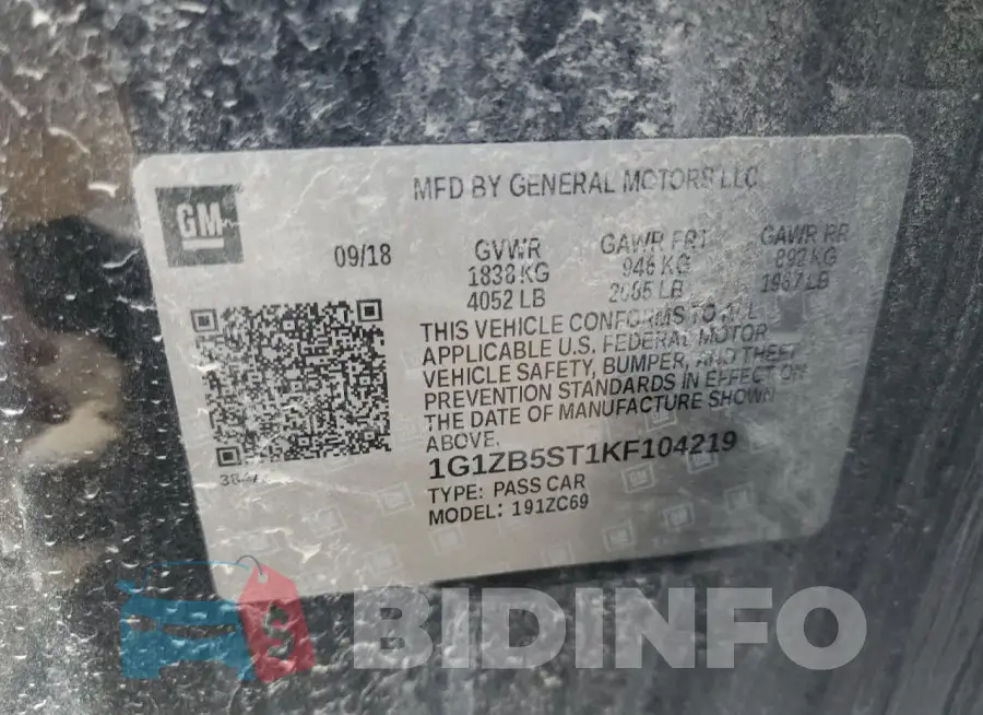 1G1ZB5ST1KF104219 Photo# 12