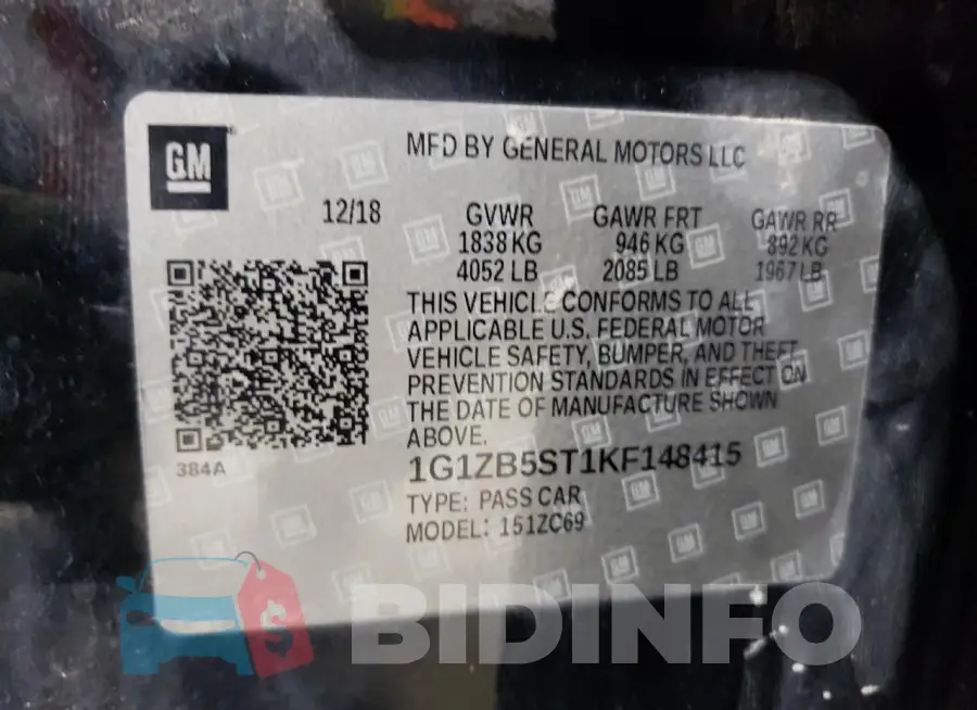 1G1ZB5ST1KF148415 Photo# 13
