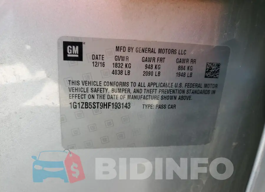 1G1ZB5ST9HF193143 Photo# 13