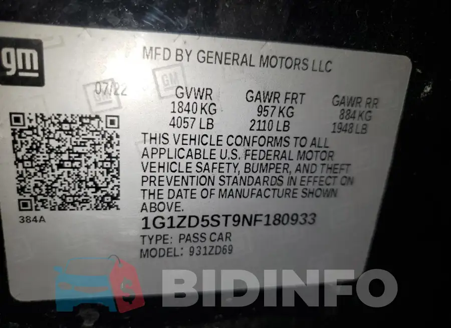 1G1ZD5ST9NF180933 Photo# 12