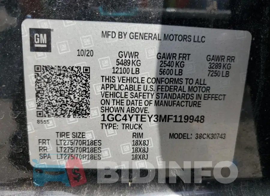 1GC4YTEY3MF119948 Photo# 12