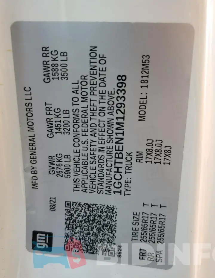 1GCHTBEN1M1293398 Photo# 12