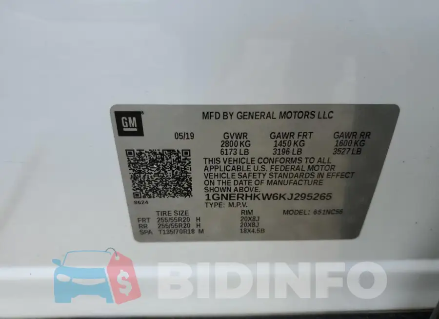 1GNERHKW6KJ295265 Photo# 13