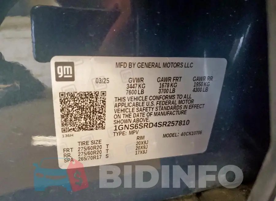1GNS6SRD4SR257810 Photo# 14
