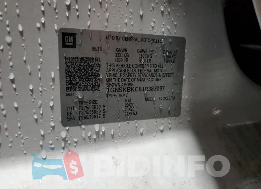 1GNSKBKC8JR387097 Photo# 14