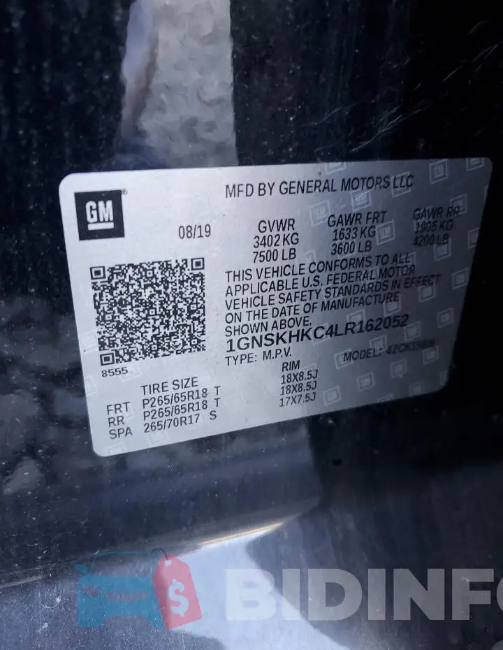 1GNSKHKC4LR162052 Photo# 13