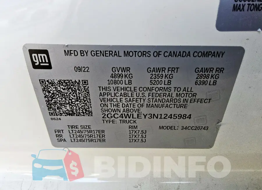 2GC4WLEY3N1245984 Photo# 12