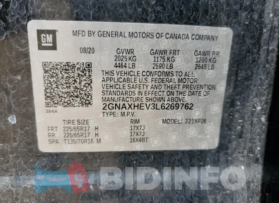 2GNAXHEV3L6269762 Photo# 12