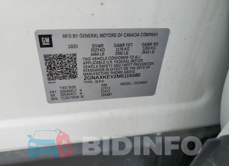 2GNAXKEV2M6116580 Photo# 13
