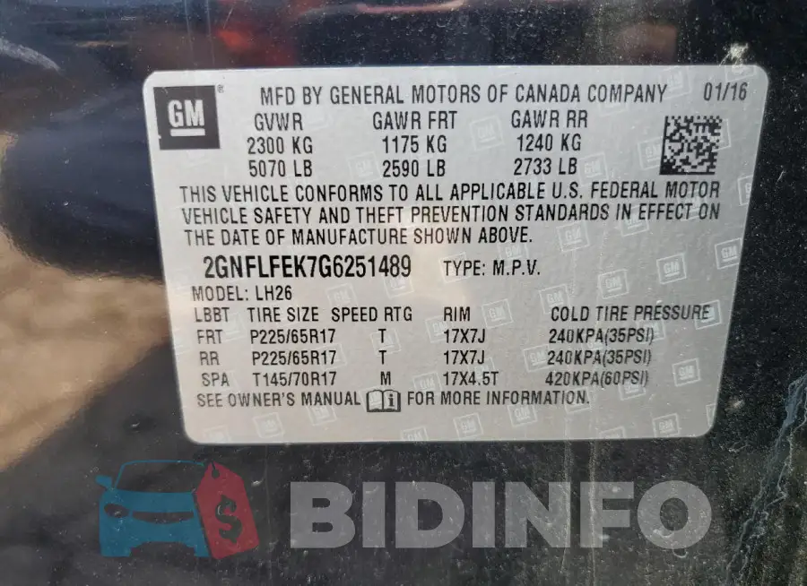 2GNFLFEK7G6251489 Photo# 13