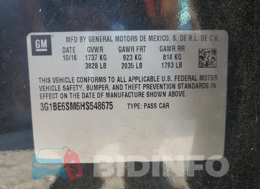 3G1BE6SM6HS548675 Photo# 13