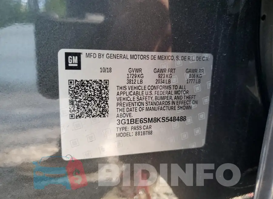 3G1BE6SM8KS548488 Photo# 12